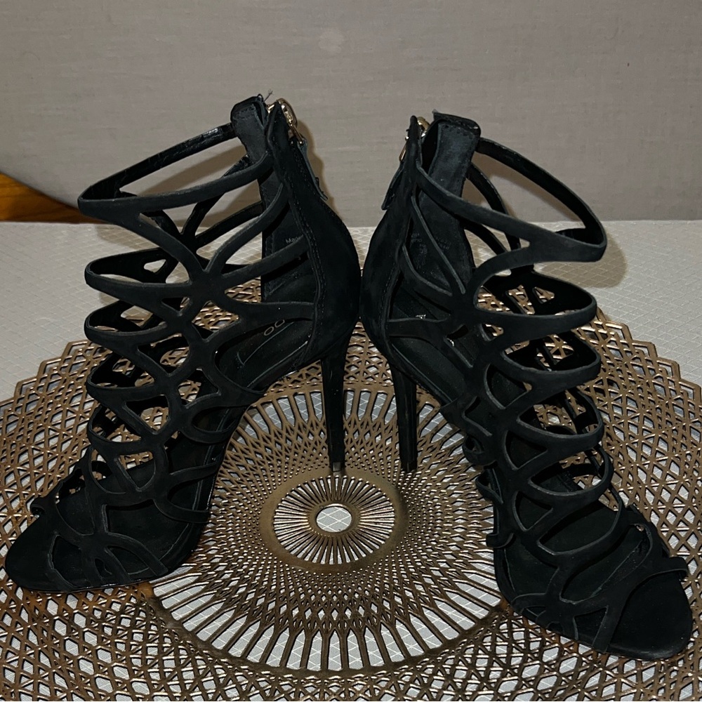 ALDO black strappy stiletto